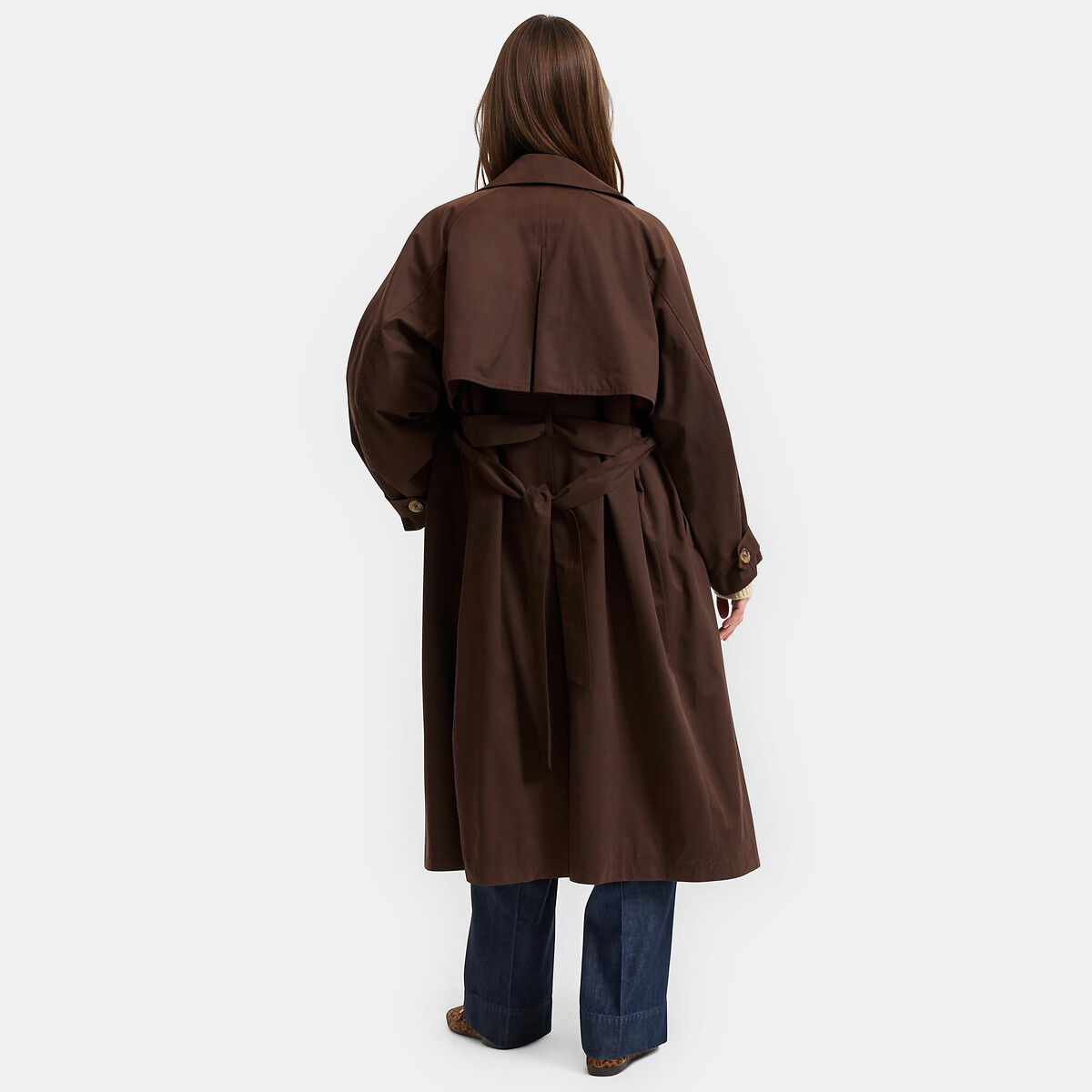 Long Trench Coat, Signature EMILE chocolate brown, LA REDOUTE COLLECTIONS