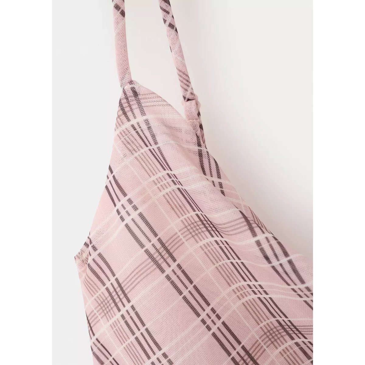 Top drapé à carreaux rose, MANGO