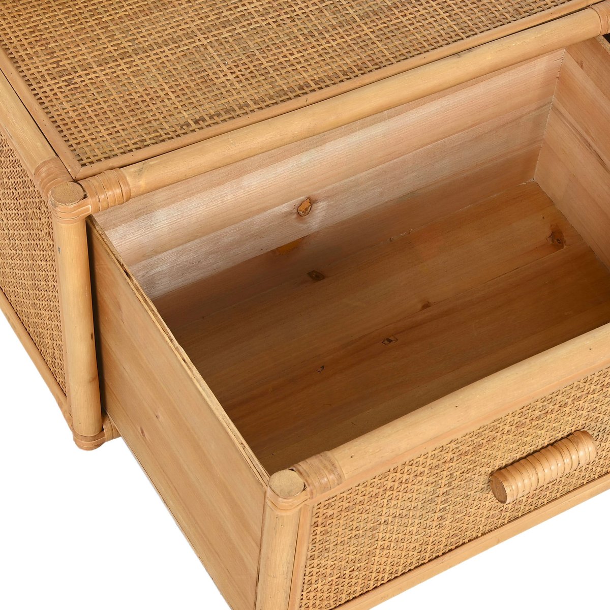 Table de chevet murale en bois et rotin 47x30x45cm bois, WADIGA