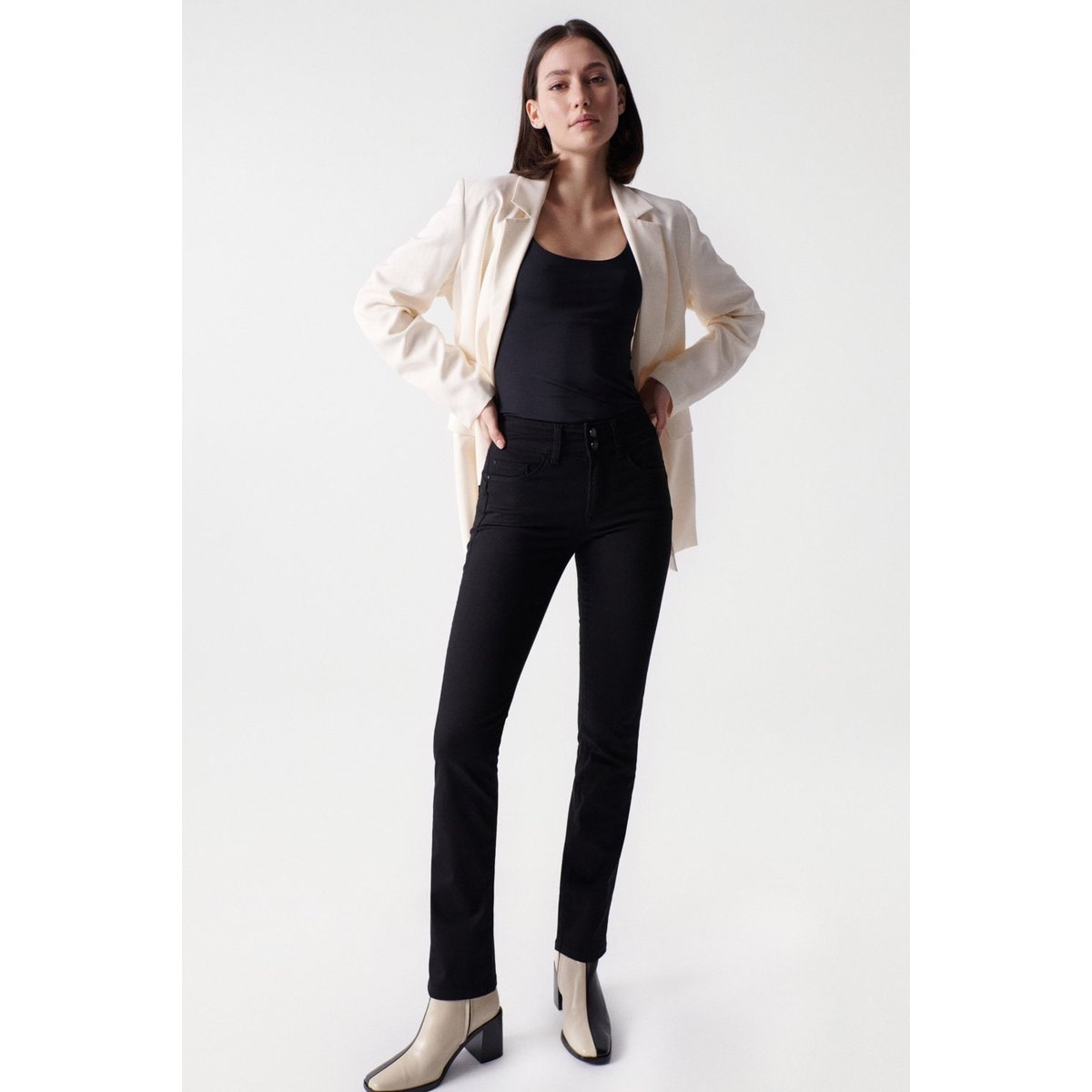JEAN SECRET PUSH IN SLIM noir, SALSA JEANS
