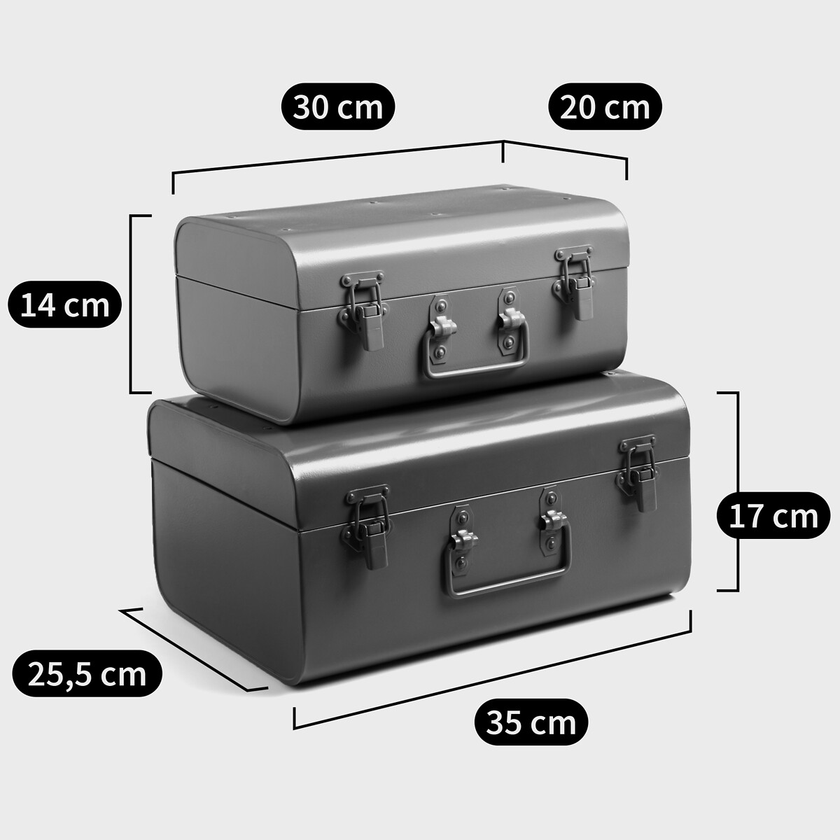 Lote de 2 cajas de chapa, Masa verde grisáceo claro / salvia, LA REDOUTE INTERIEURS