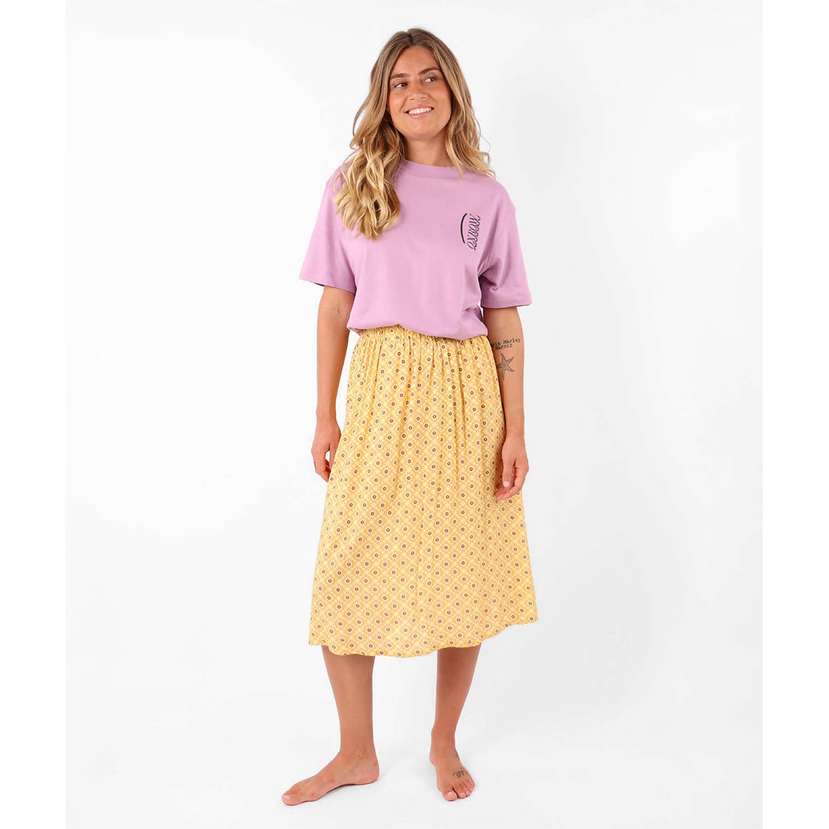 Jupe midi en viscose imprimée RAVINA ambre, OXBOW