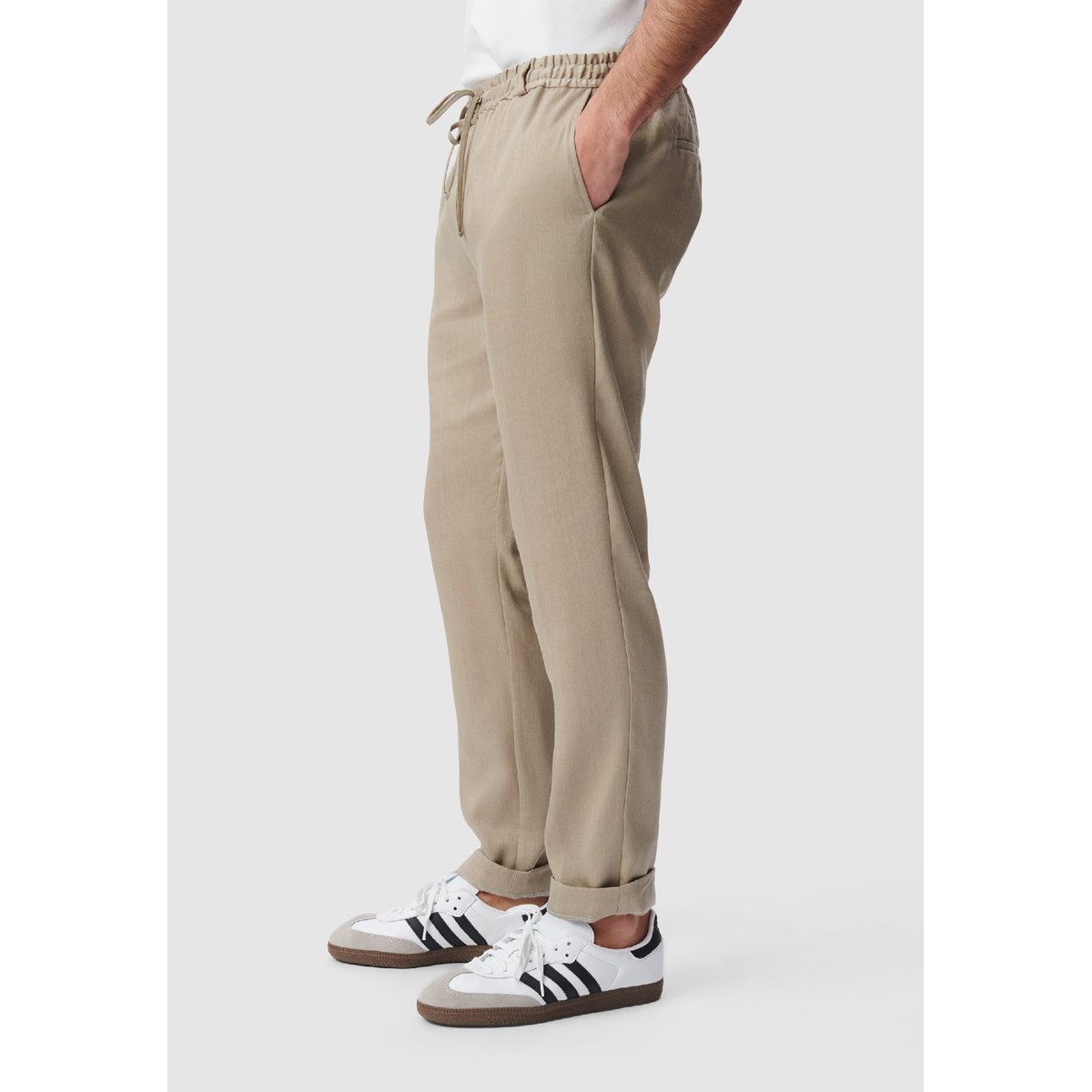Jogpant de costume lin mélangé beige fonce, IKKS