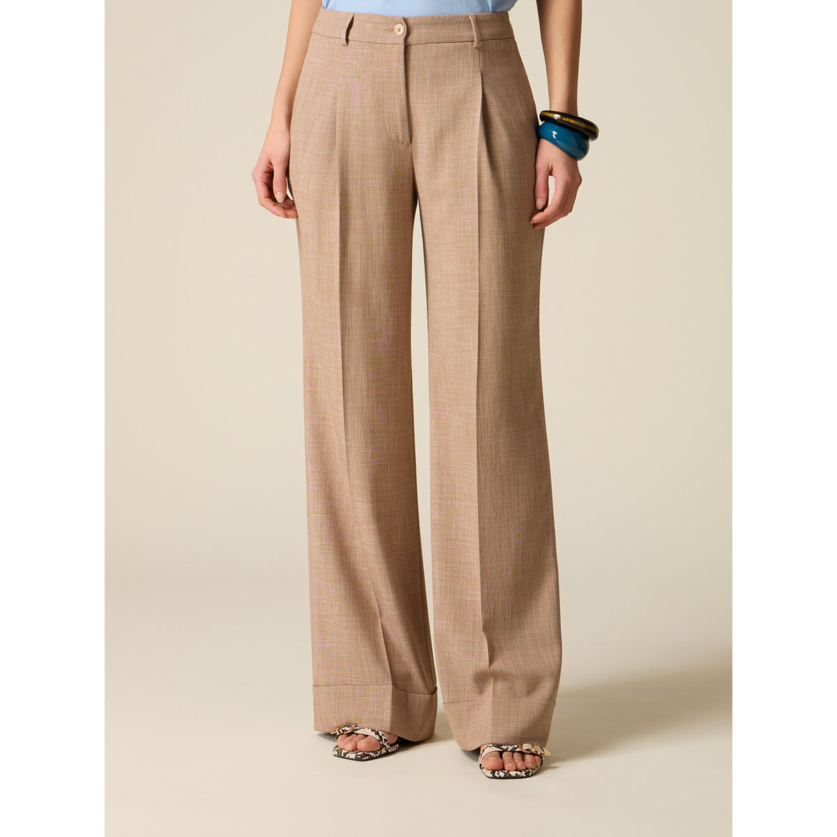 Pantalon palazzo beige, OLTRE