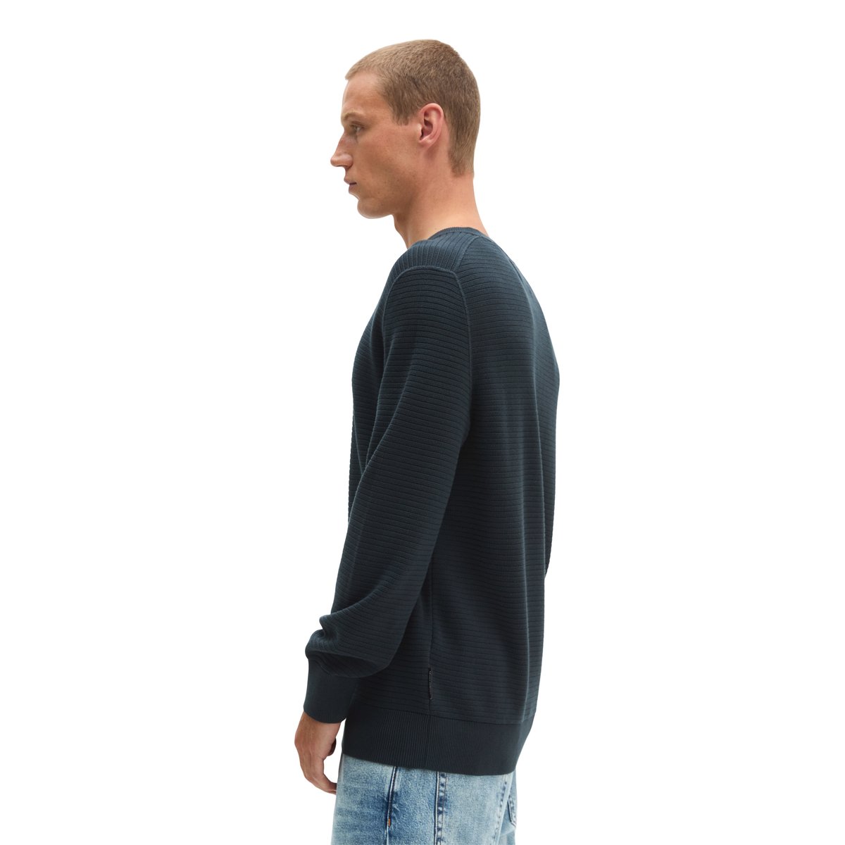 Pull coupe classique avec nervure transversale intelligente gris foncé, MARC O'POLO