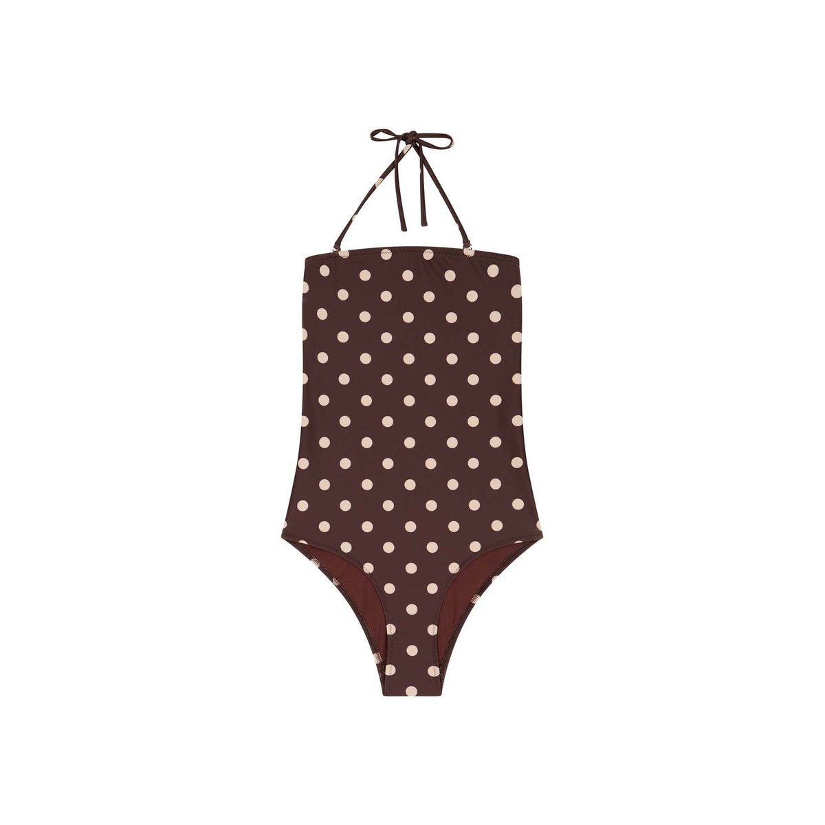 Maillot 1 pièce bustier imprimé marron à pois, WE ARE JOLIES
