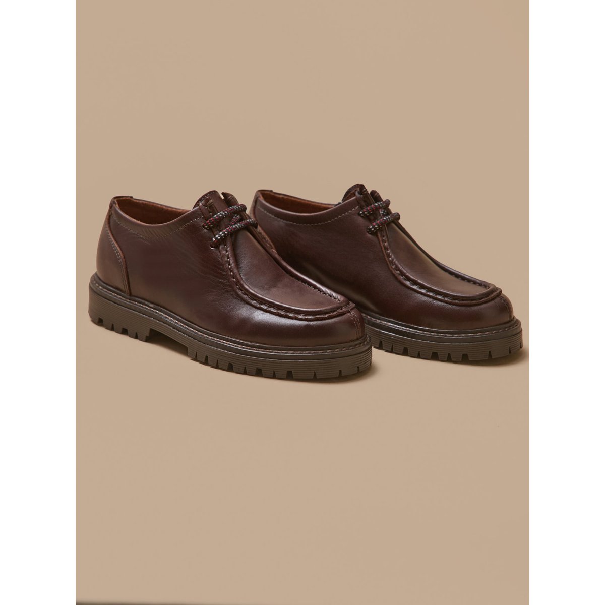 Derbies cuir chocolat, CYRILLUS