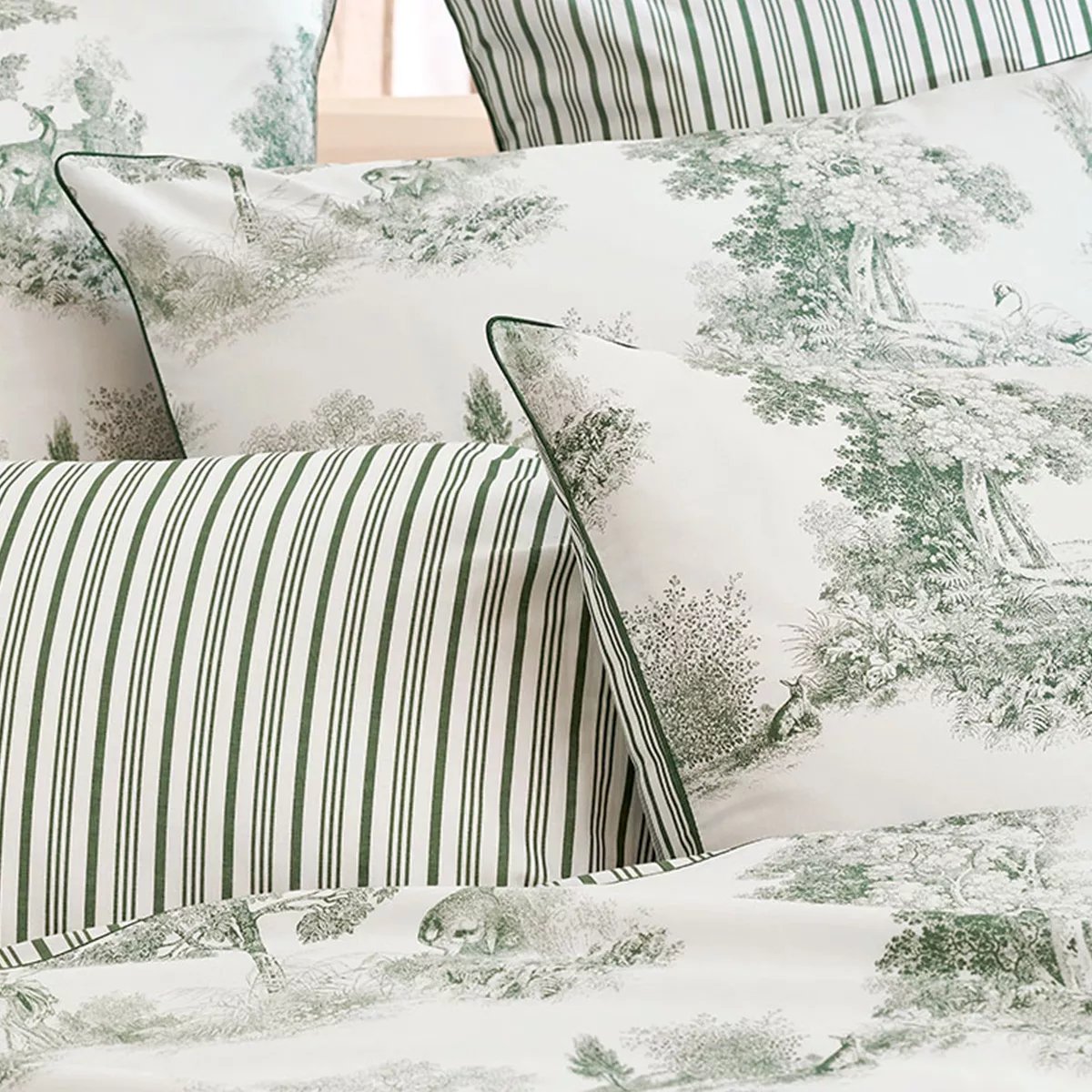 Taie d'oreiller percale de coton POESIE verde, GARNIER THIEBAUT