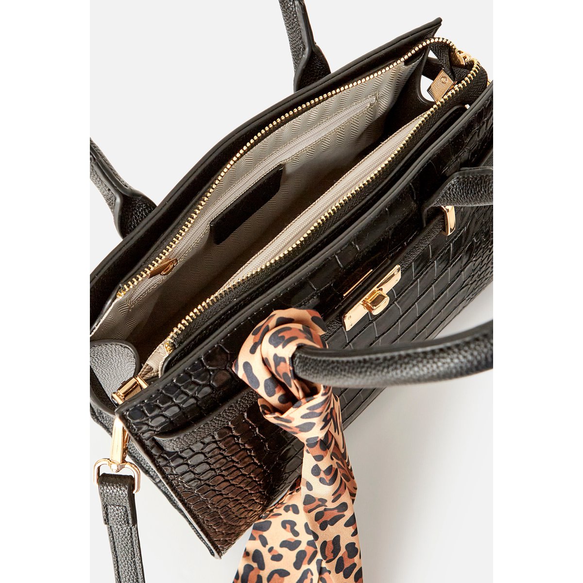 Sac à main esprit animalier noir, DAMART
