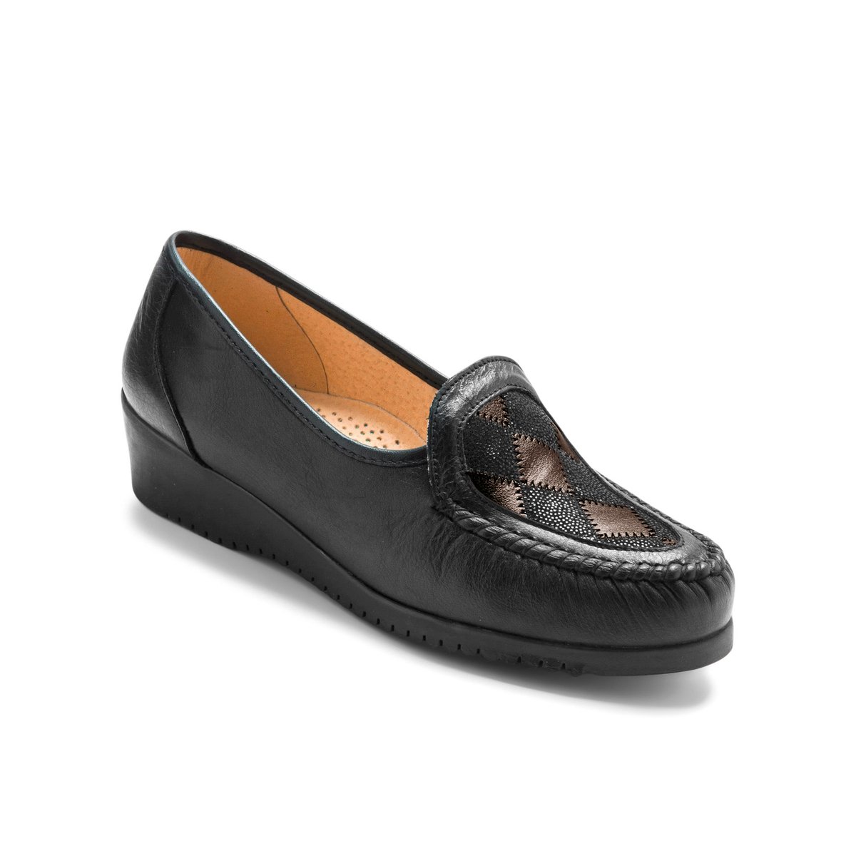 Mocassins en cuir ultra souples noir, PEDICONFORT