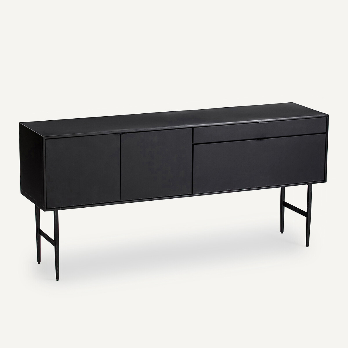 Buffet enfilade métal acier et cuir, Réalto noir, AM.PM