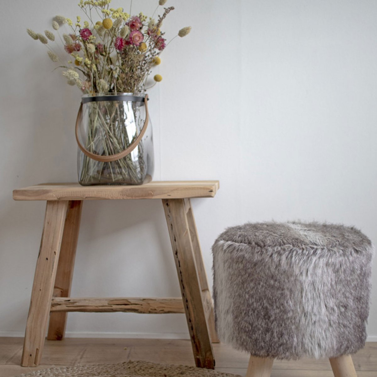 Tabouret en teck H45cm- BARCELONA naturel, HOUSE NORDIC