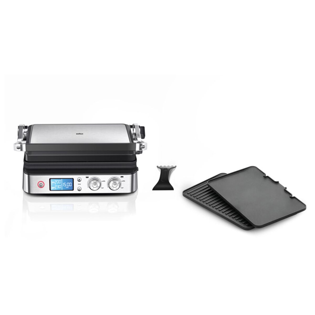 Grille-viande CG9040 inox 2 zones e cuisson plaques movibles à poser, 37x23 cm couleur unique, BRAUN