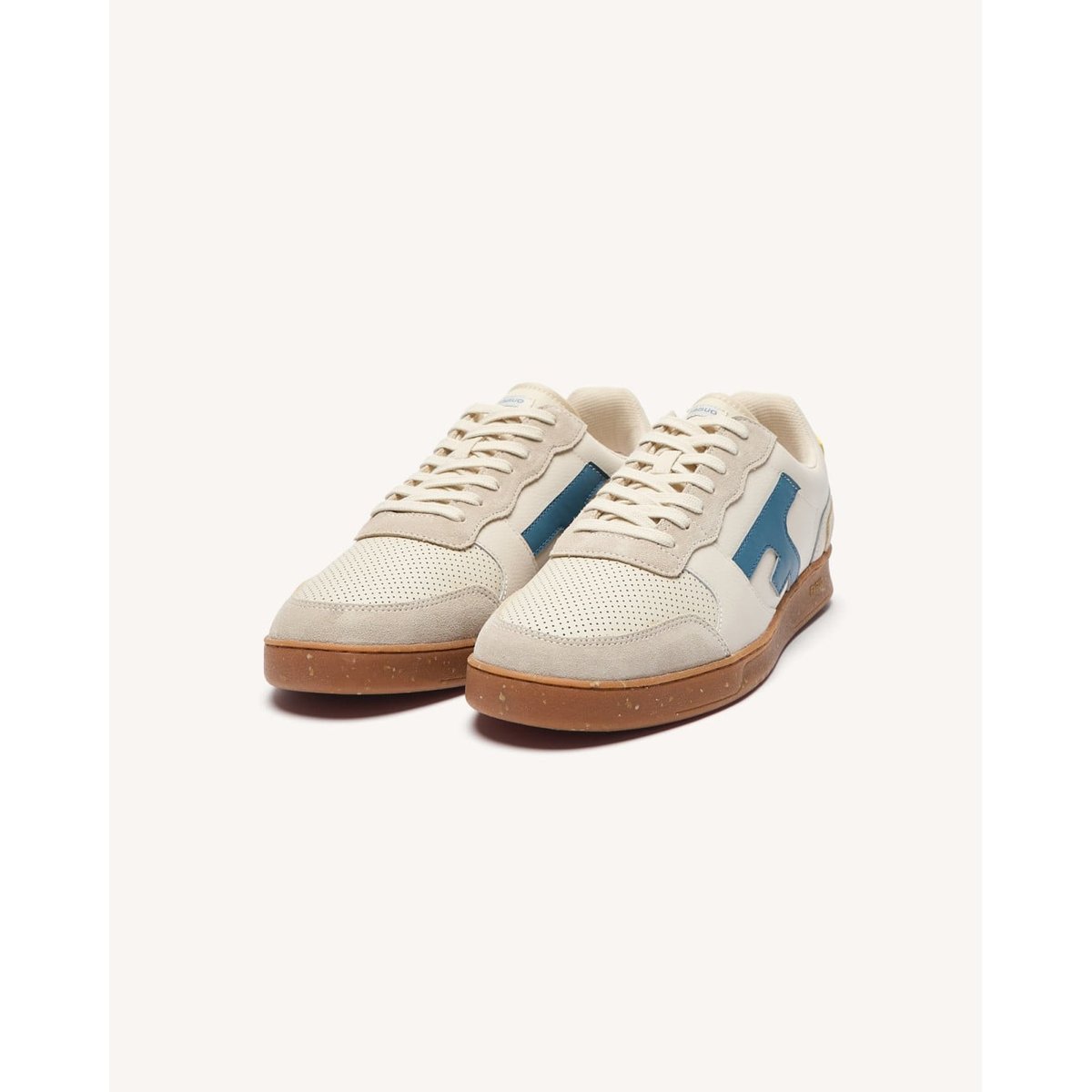 Baskets basses cuir suede HAZEL crème et jaune, FAGUO