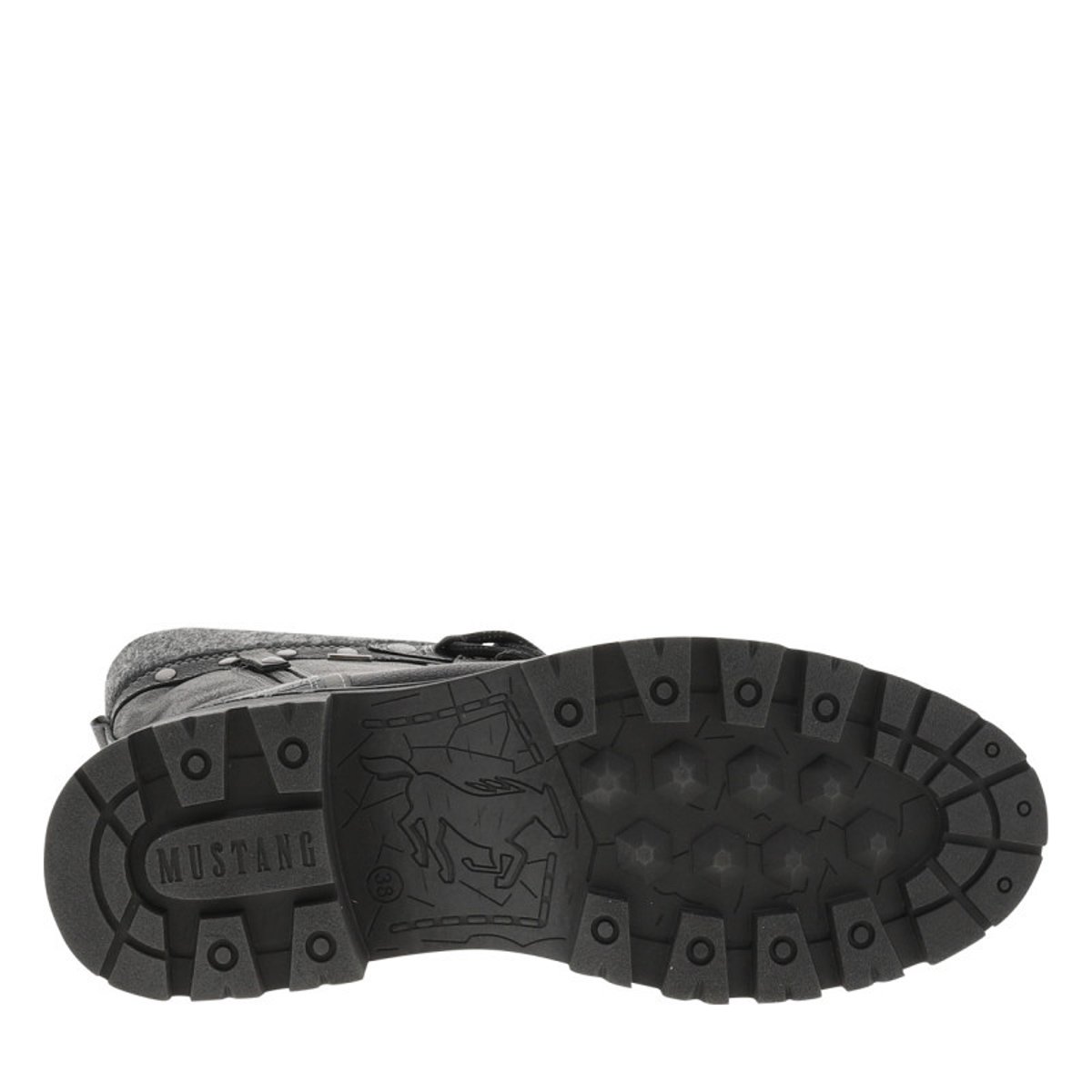 Bottes noires à talon décroché bas ornées d'une fermeture éclair décorative noires, MUSTANG