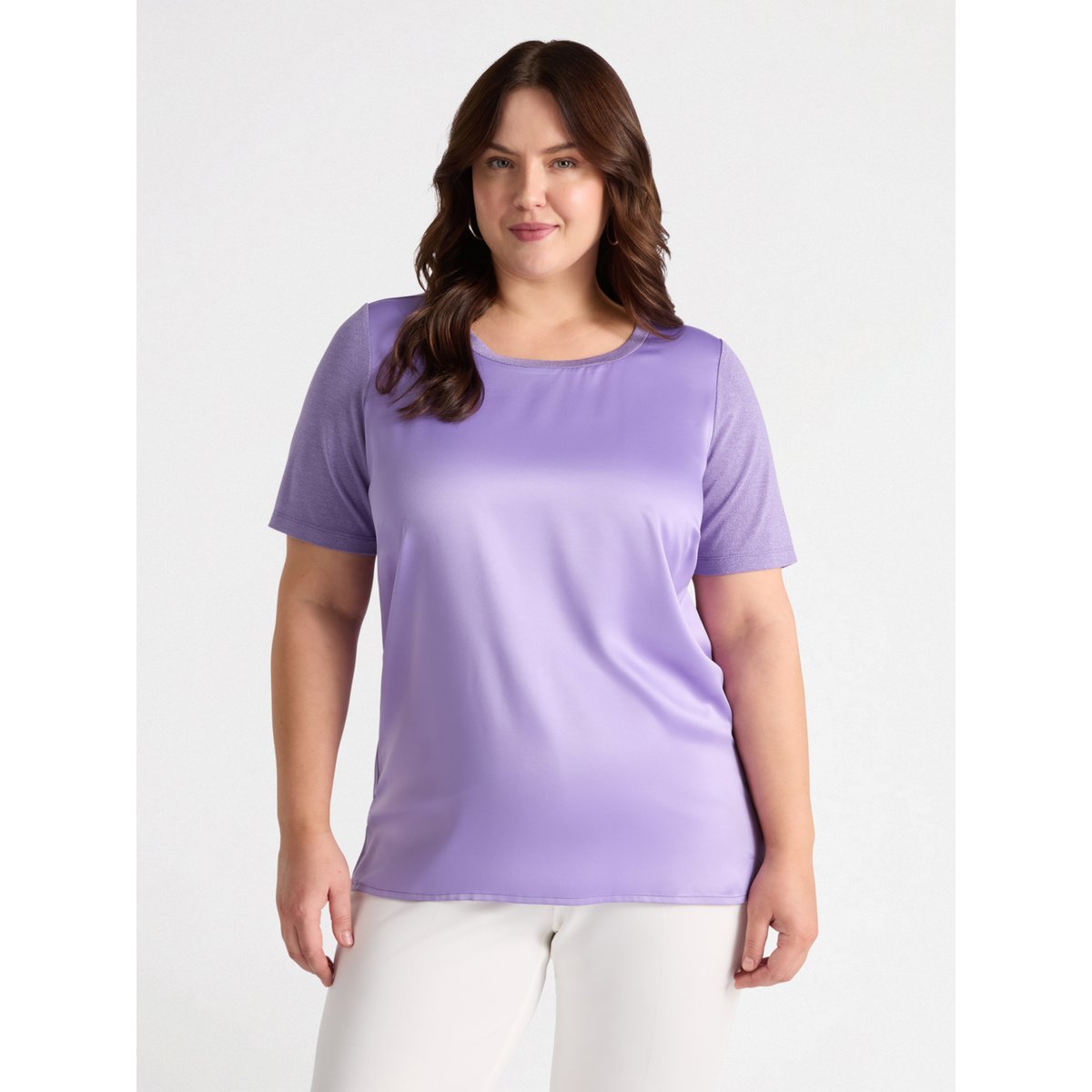 T-shirt bimatière violet, FIORELLA RUBINO