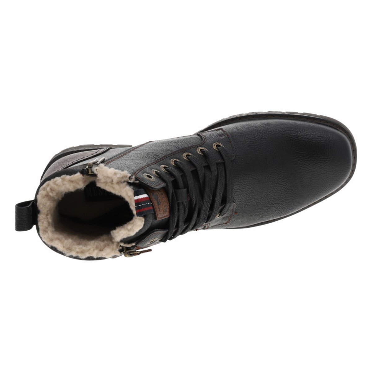Bottines noires avec une doublure en maille sherpa et un zip latéral noires, MUSTANG
