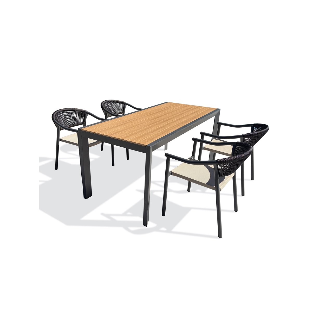 Ensemble repas de jardin 4 à 6 places en alu TONGA gris anthracite, DCB GARDEN