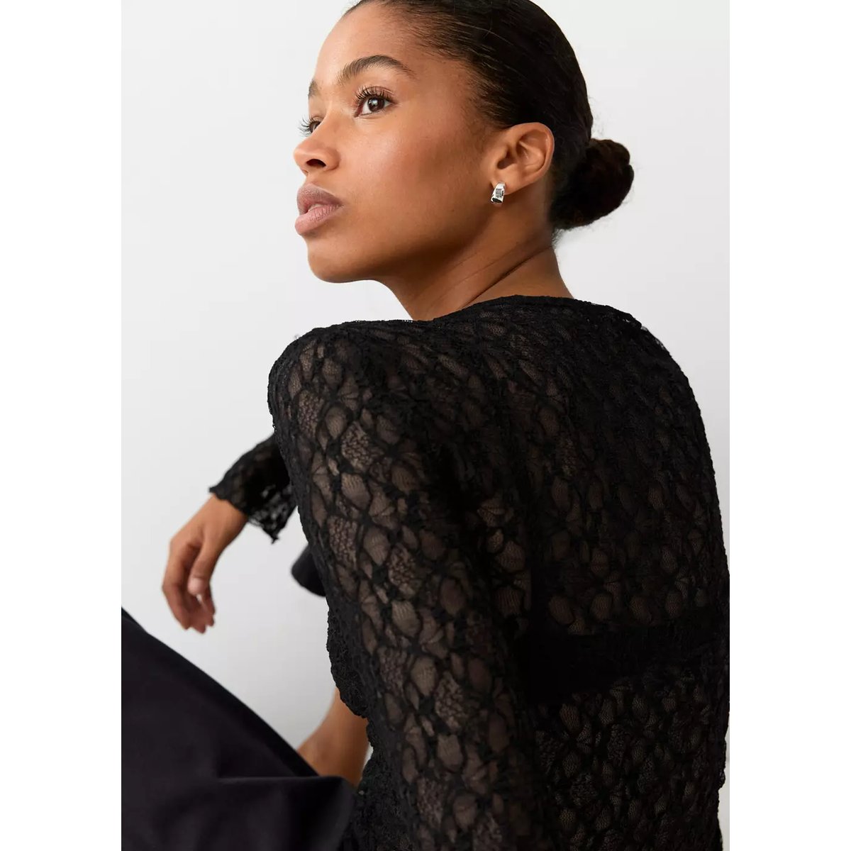 T-shirt broderies ajourées noir, MANGO TEEN