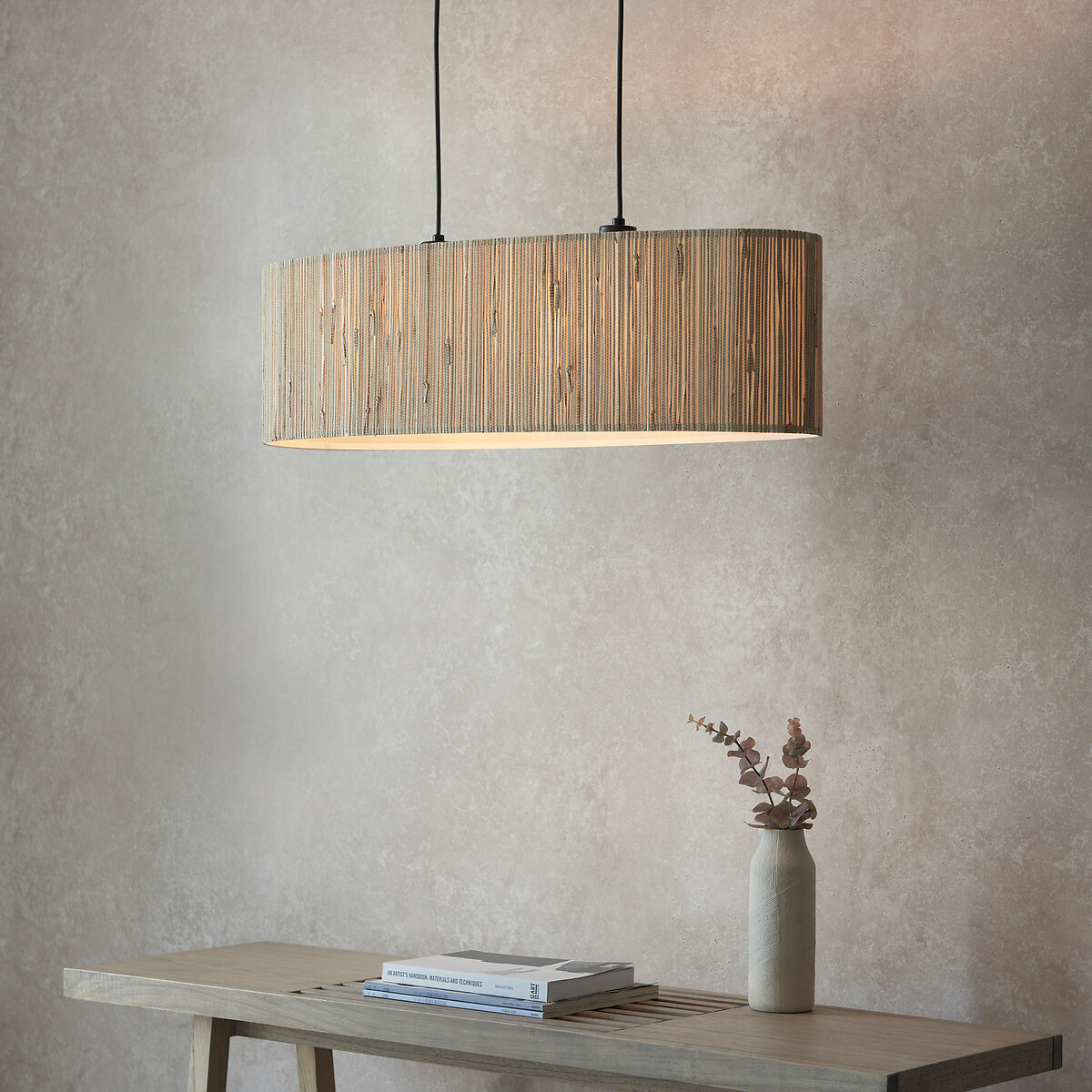 Lydia 2-Light Seagrass Pendant Light black, ÉDITÉ