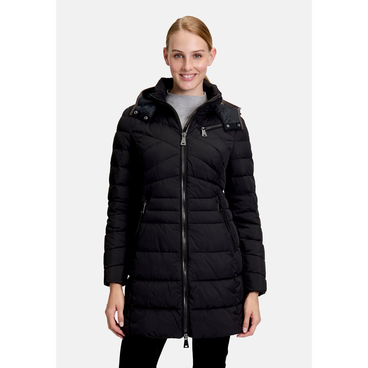 Manteau matelassé à capuche amovible noir, GIL BRET