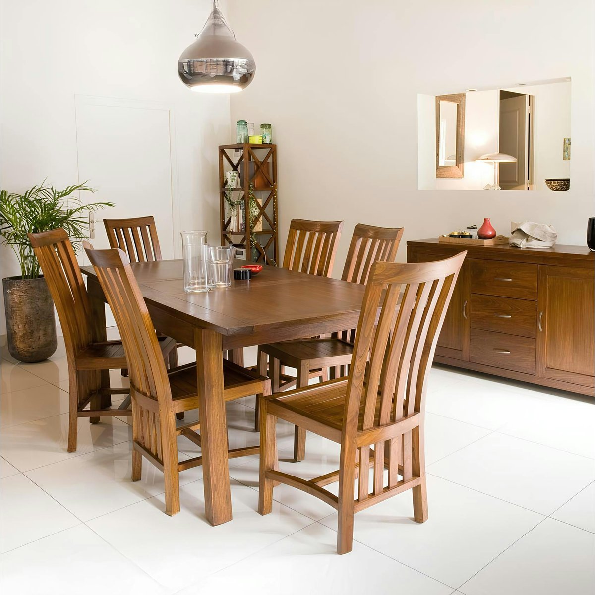 Table à manger extensible 160-200cm bois exotique LOLA bois naturel, PIER IMPORT