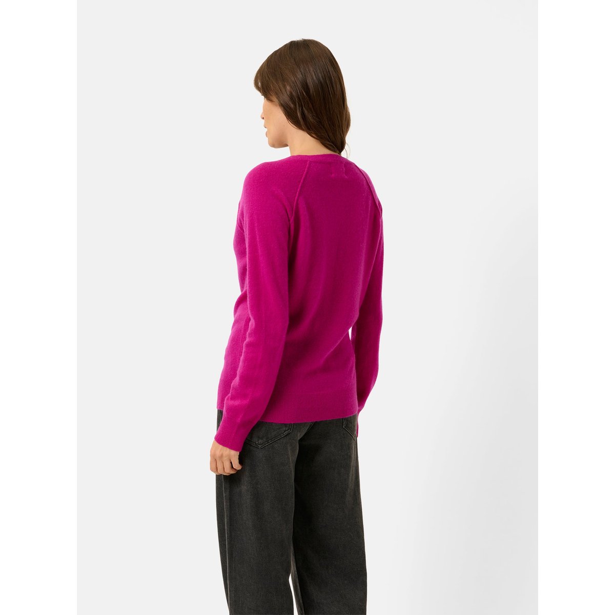 Pull Col V  Violine Phoebe violet foncé, JUST CASHMERE