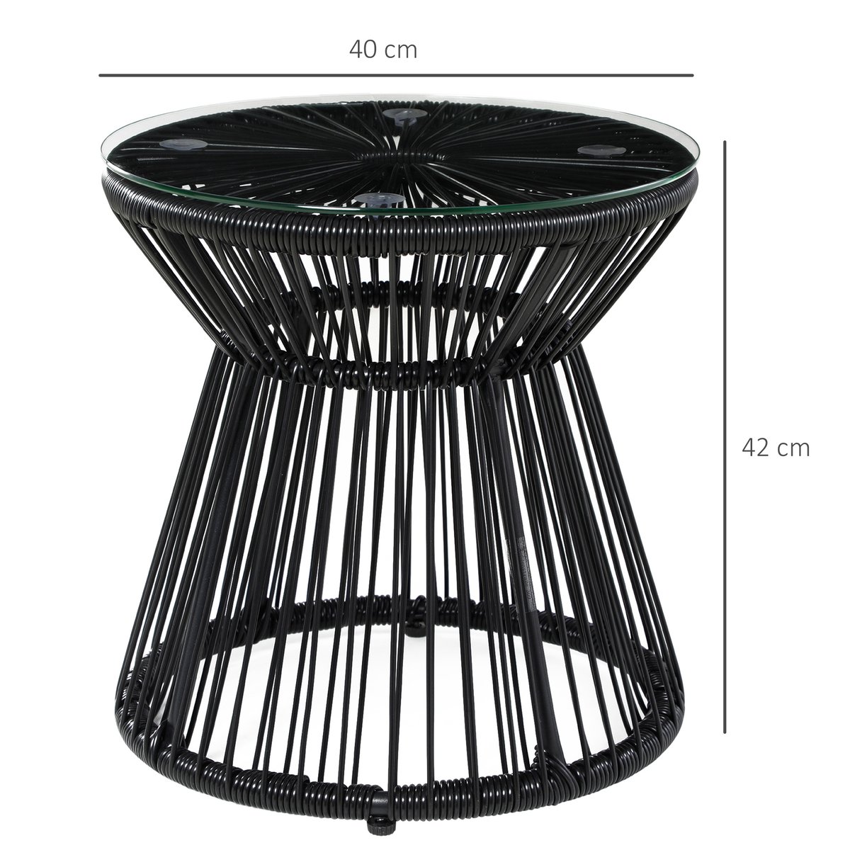 Table d'appoint en rotin Résine tressée noir, OUTSUNNY