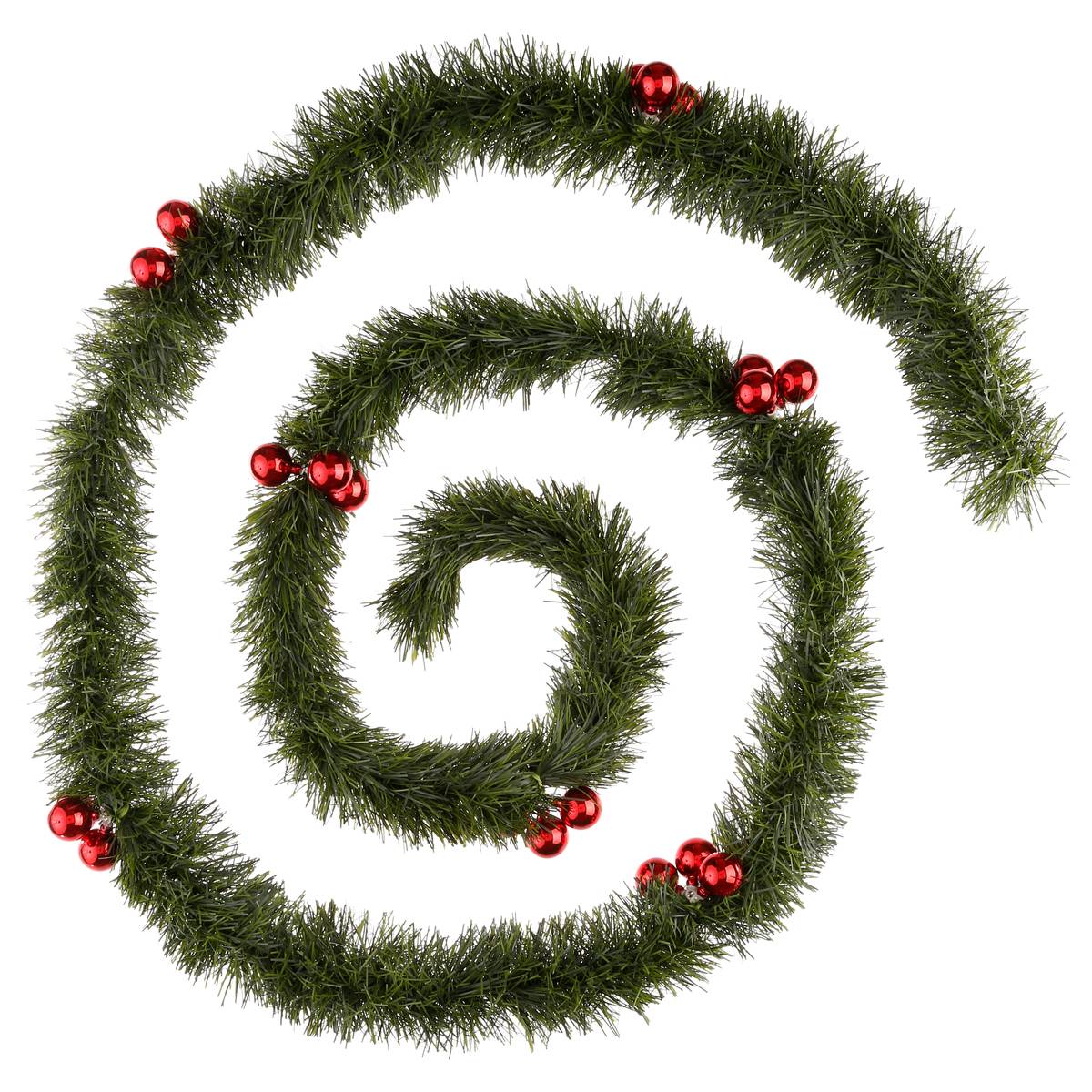 Guirlande boules de Noël rouges 10 cm x 2,7m 6 plis vert multicolore, FEERIC LIGHTS & CHRISTMAS