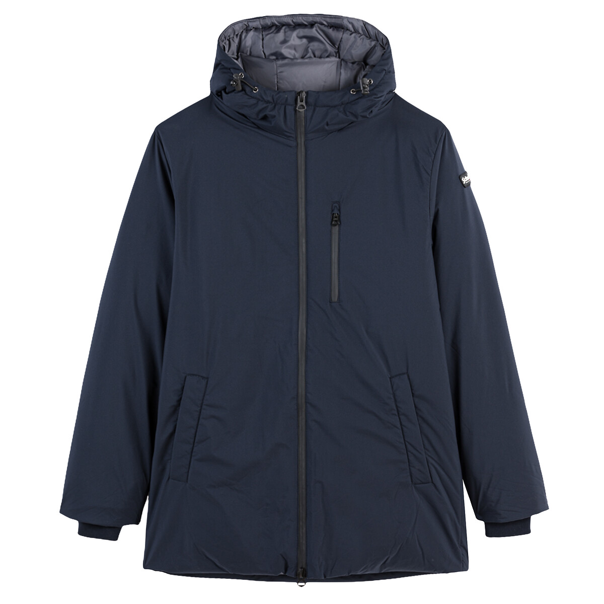 Parka zippée doublure matelassée à capuche bleu marine, SCHOTT