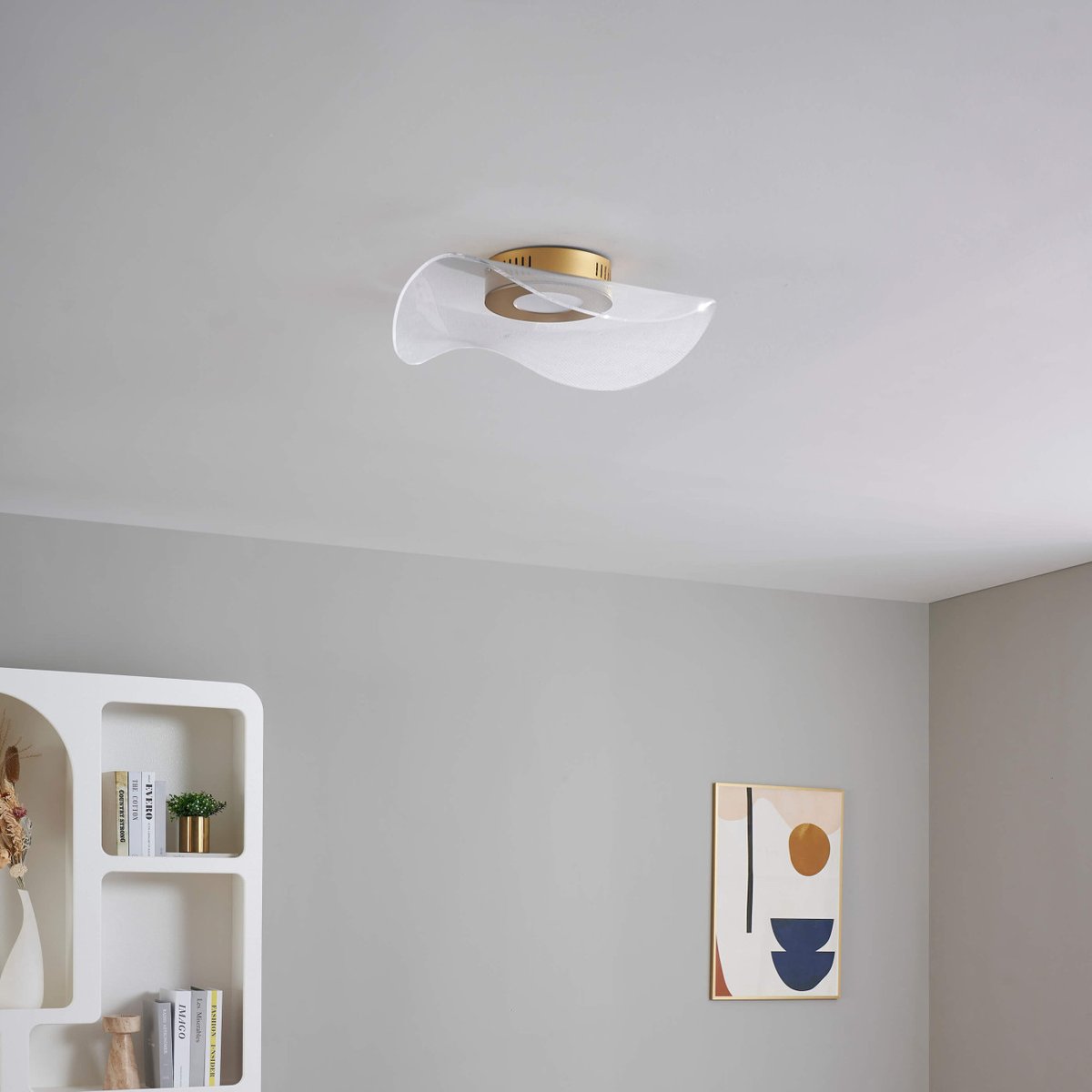 Plafonnier design aérien doré - ONDENIS transparent et doré, KOSILUM