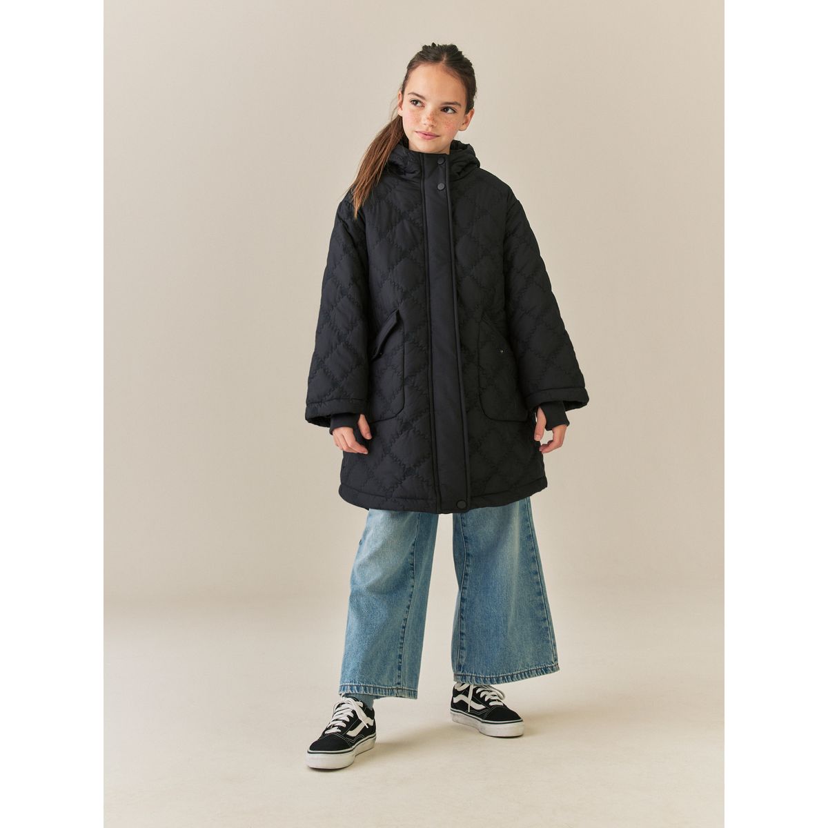 Veste déperlante matelassée cœur noir, NEXT