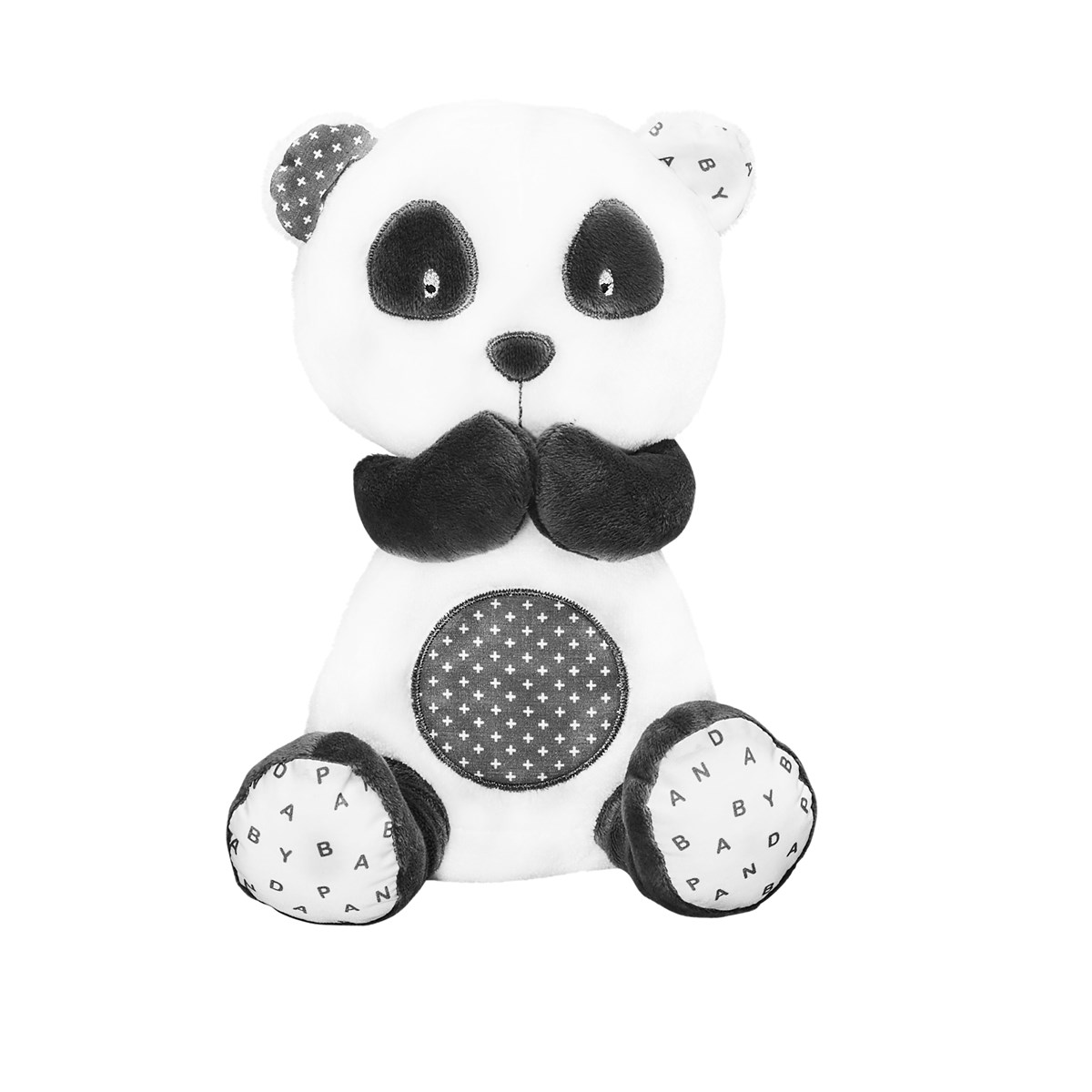 Doudou panda en velours blanc, SAUTHON