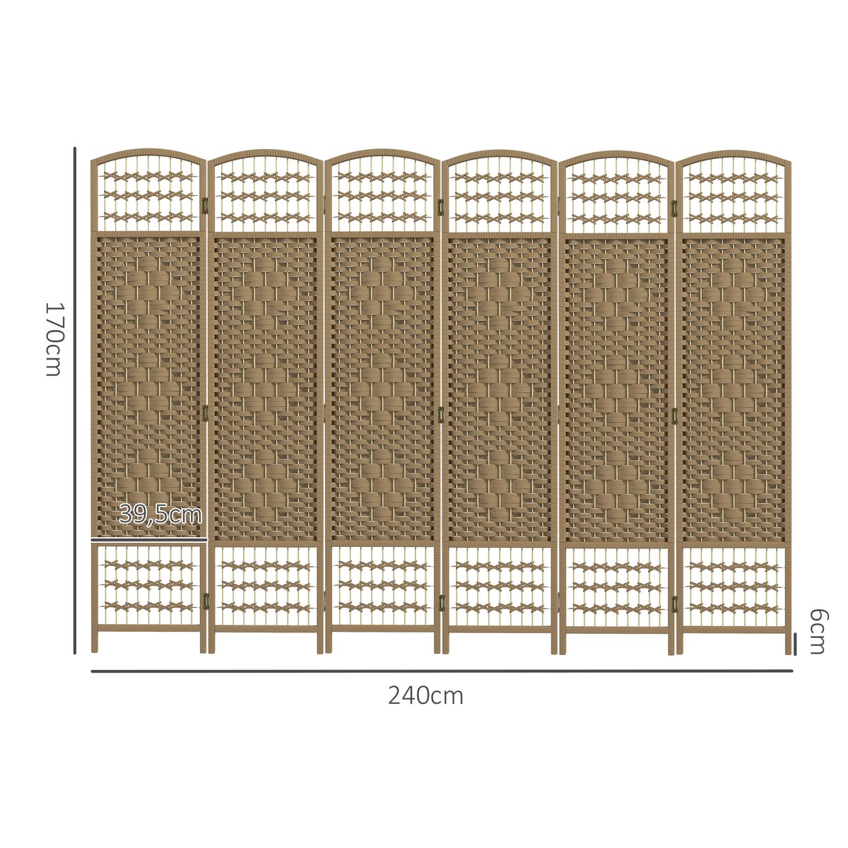 Cloison de séparation Bois Bois naturel beige, HOMCOM