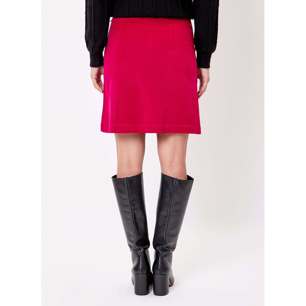 Jupe courte velours côtelé LINETTE rouge framboise, PRINCESSE NOMADE
