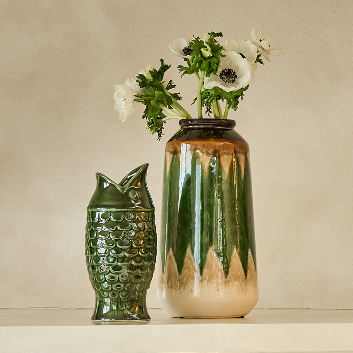 Jarrón de cerámica con forma de pez, altura 22,2 cm, NÉMÉO verde, LA REDOUTE INTERIEURS