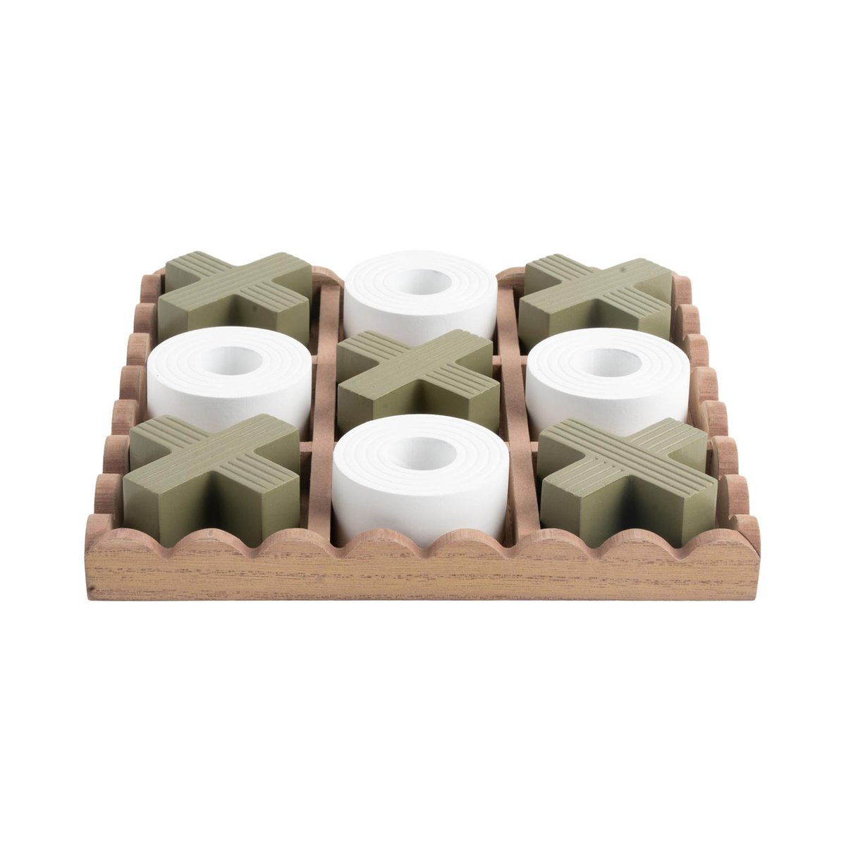 Ornement MDF TIC TAC TOE vert armée, PRESENT TIME