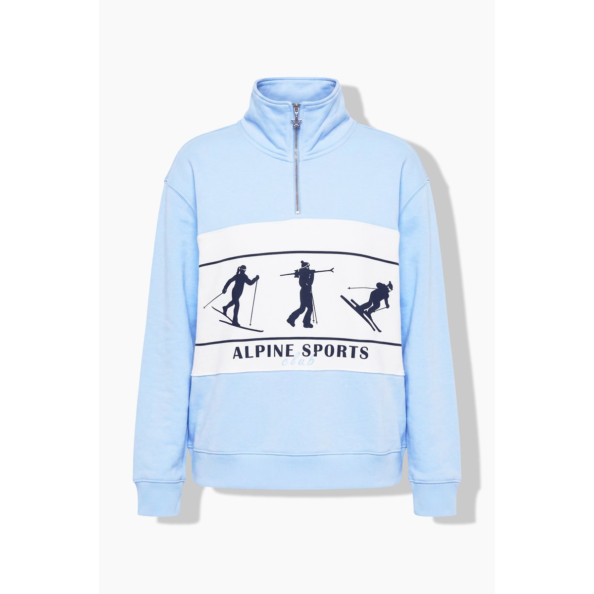 Sweat-shirt motif skieurs, coupe oversize bleu gris clair, ULLA POPKEN