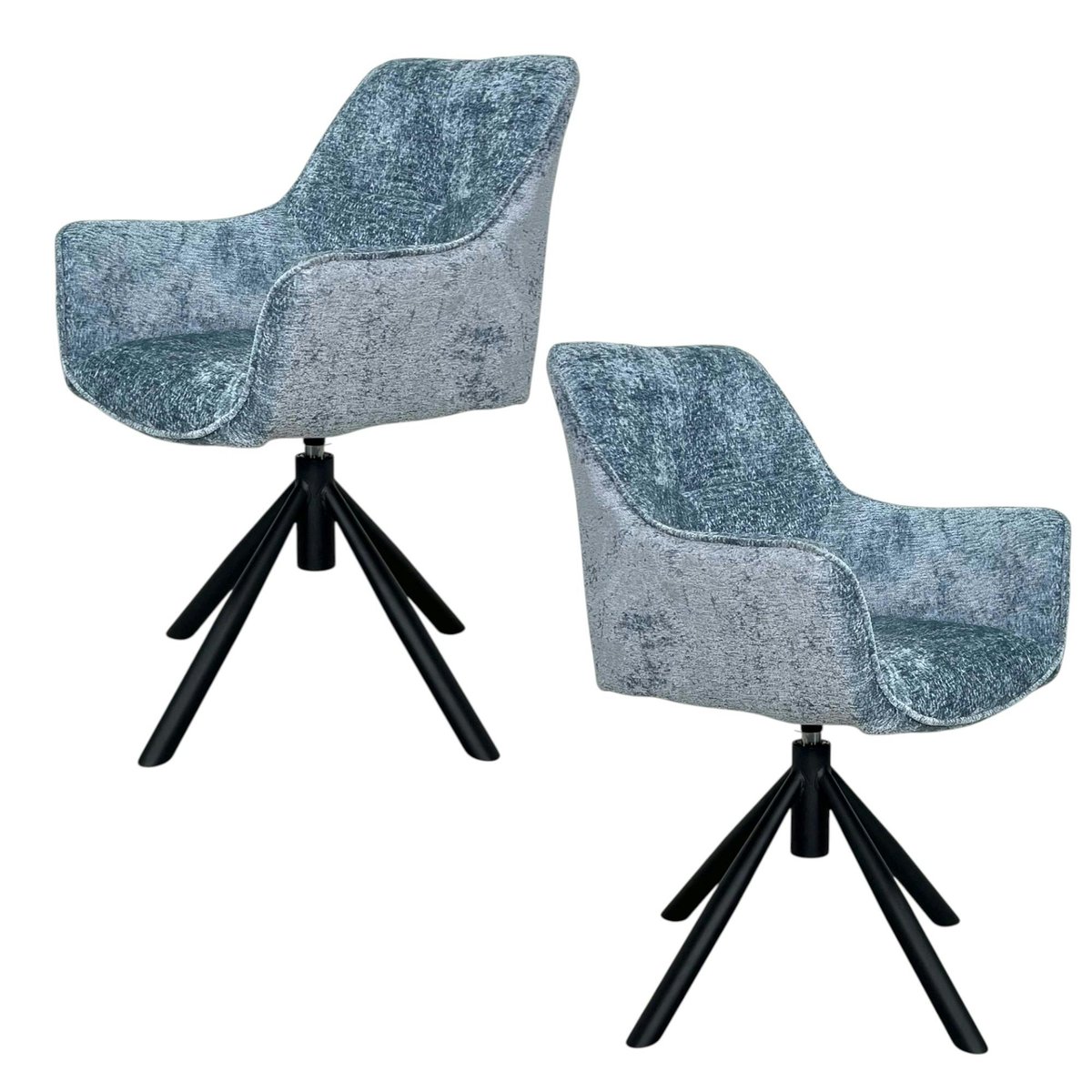 Fauteuil de table pivotant tissu bleu (lot de 2) IENA bleu, PIER IMPORT