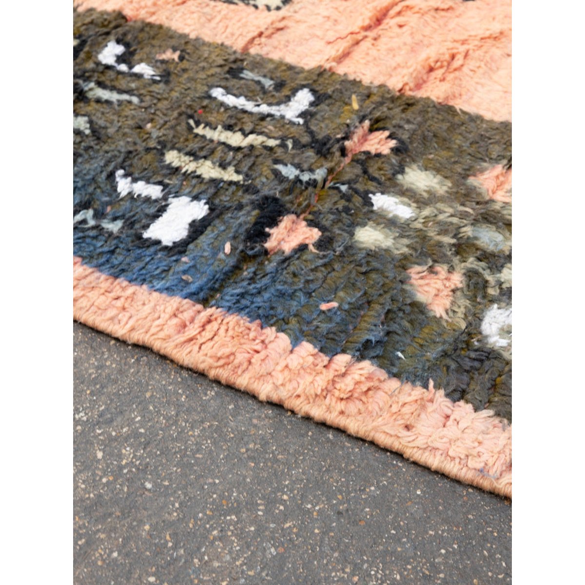 Grand tapis bleu et saumon en laine Olivier N°41 - Bon état bleu, DEBONGOUT