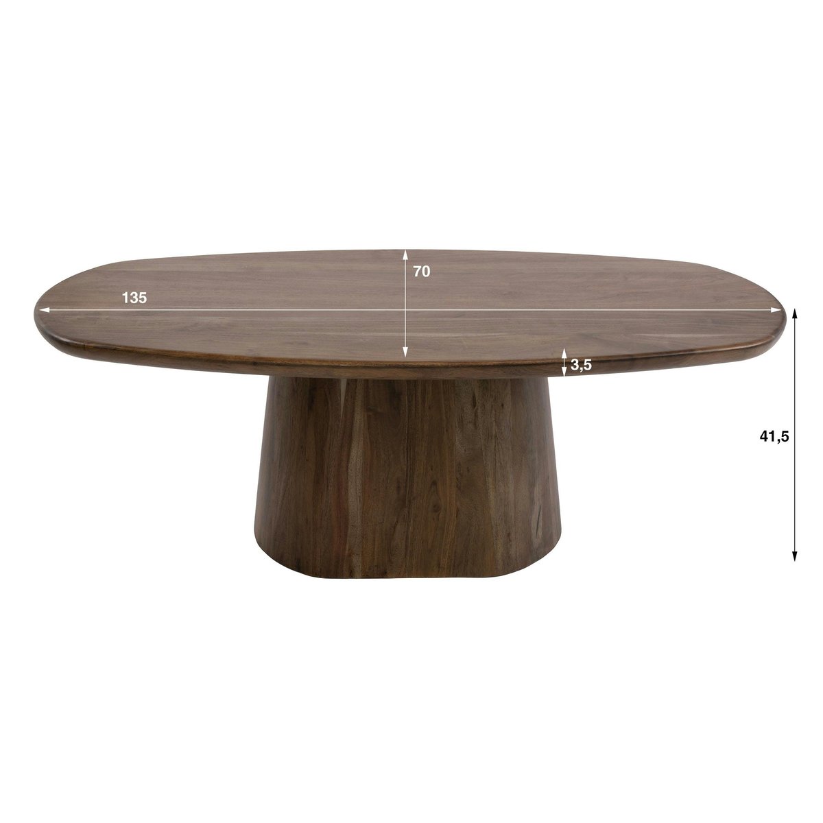 Table basse ovale bois d'acacia foncé design organique NAKO marron, PIER IMPORT