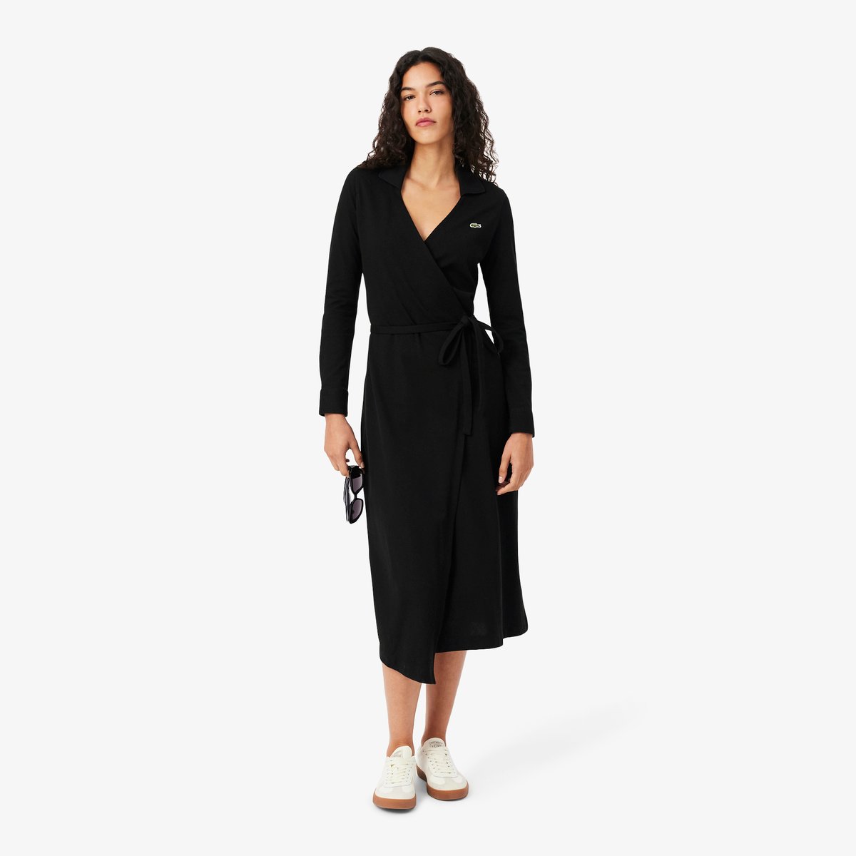 Robe polo portefeuille mini Piqué stretch noir-031, LACOSTE