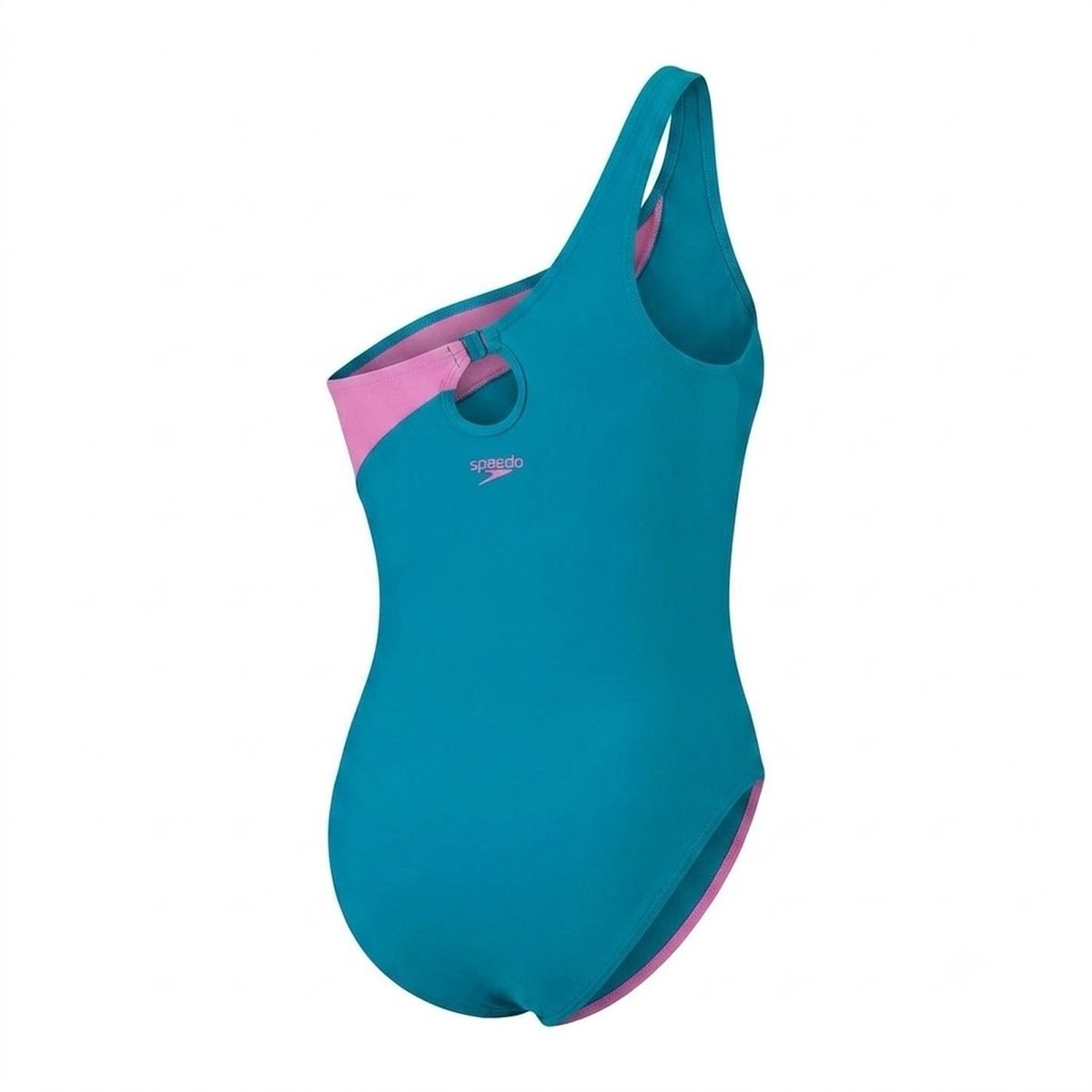 Maillot de bain 1 pièce motif/style asymétrique bleu vert / rose, SPEEDO