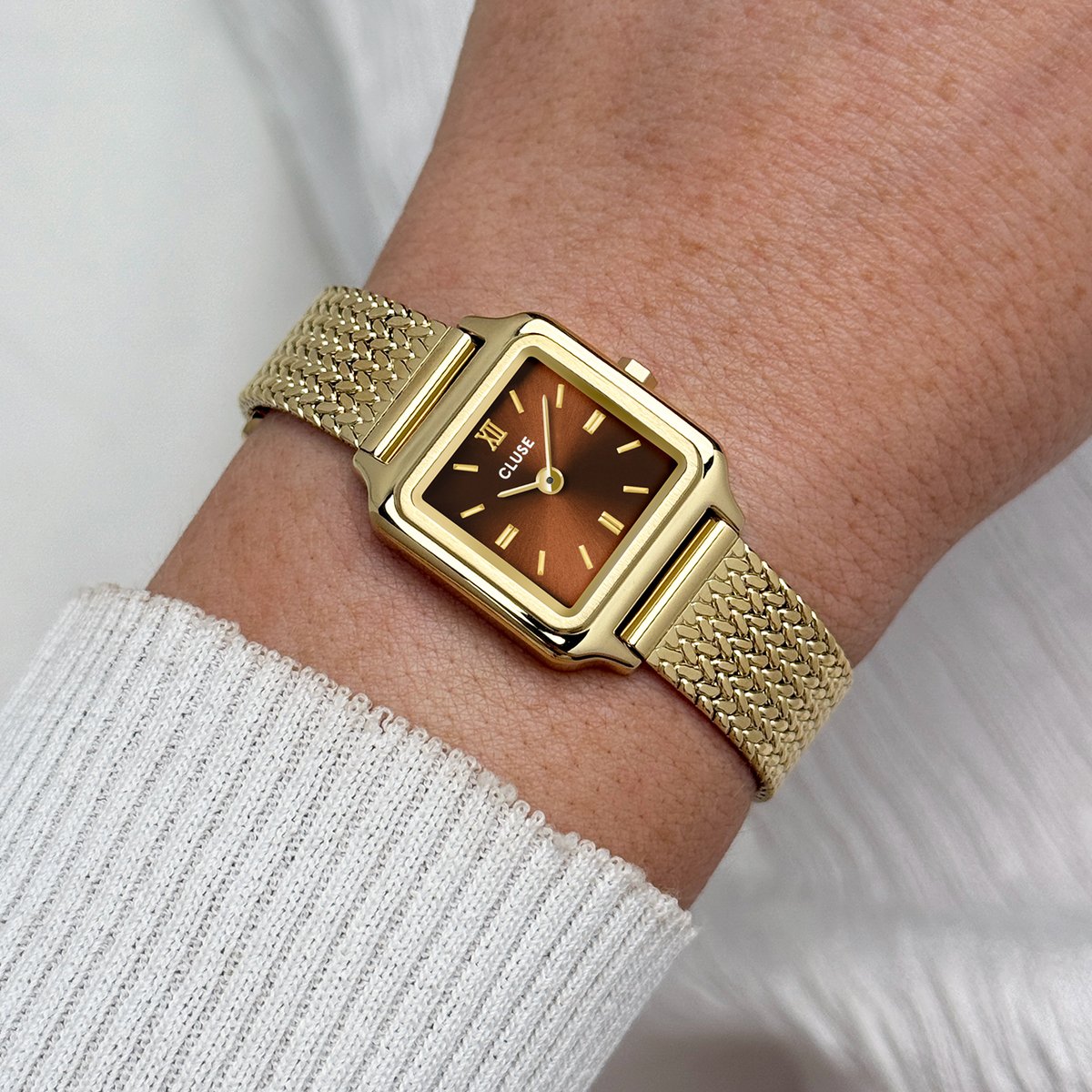 Montre Analogique GRACIEUSE MINI doré marron foncé doré, CLUSE