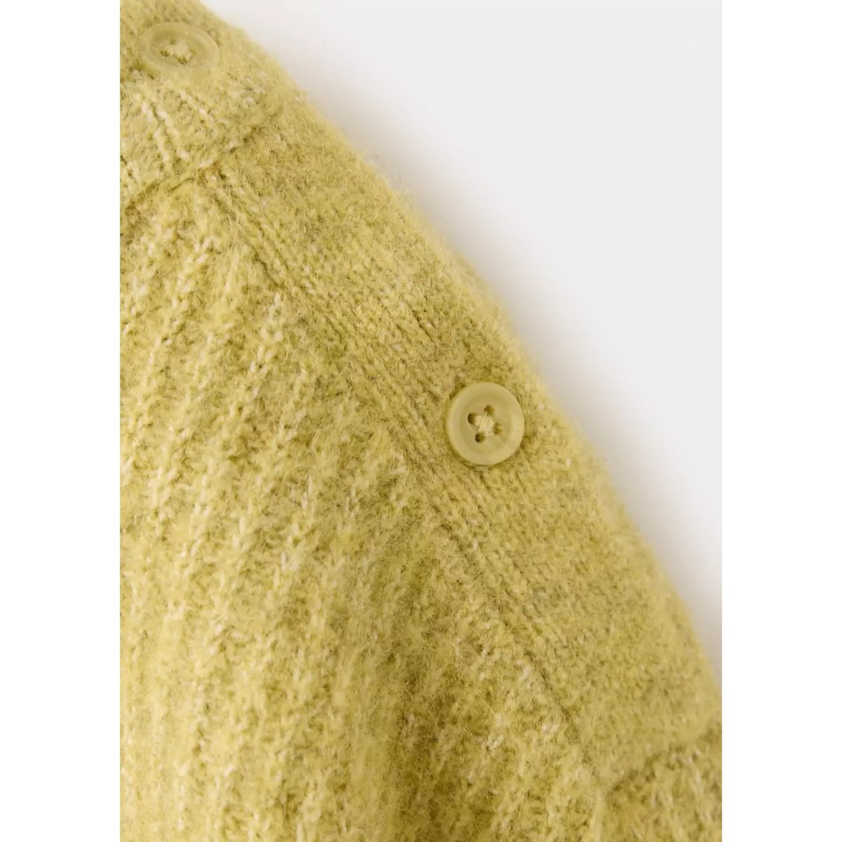 Pull-over maille côtelée boutons épaule citron vert, MANGO BABY