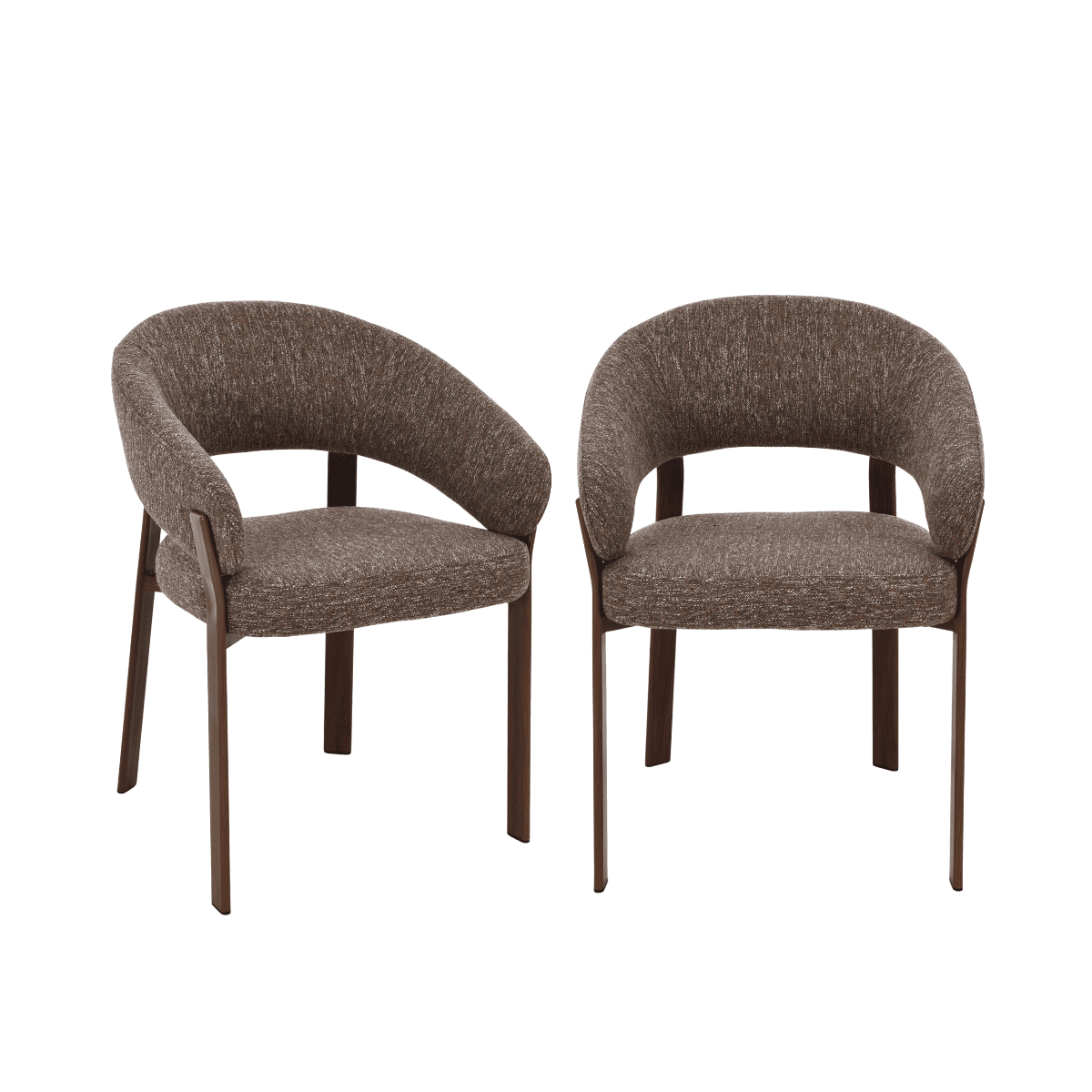 Lot de 2 chaises pieds métal effet noyer - LARA marron, CALICOSY