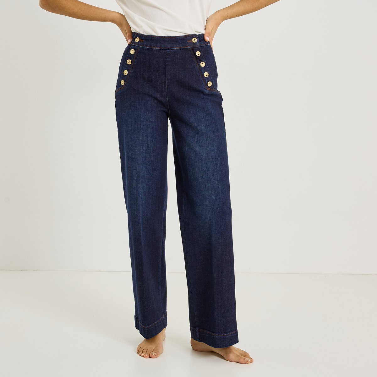 Jean flare pont TPOMPON TALL F02 bleu, GRAIN DE MALICE