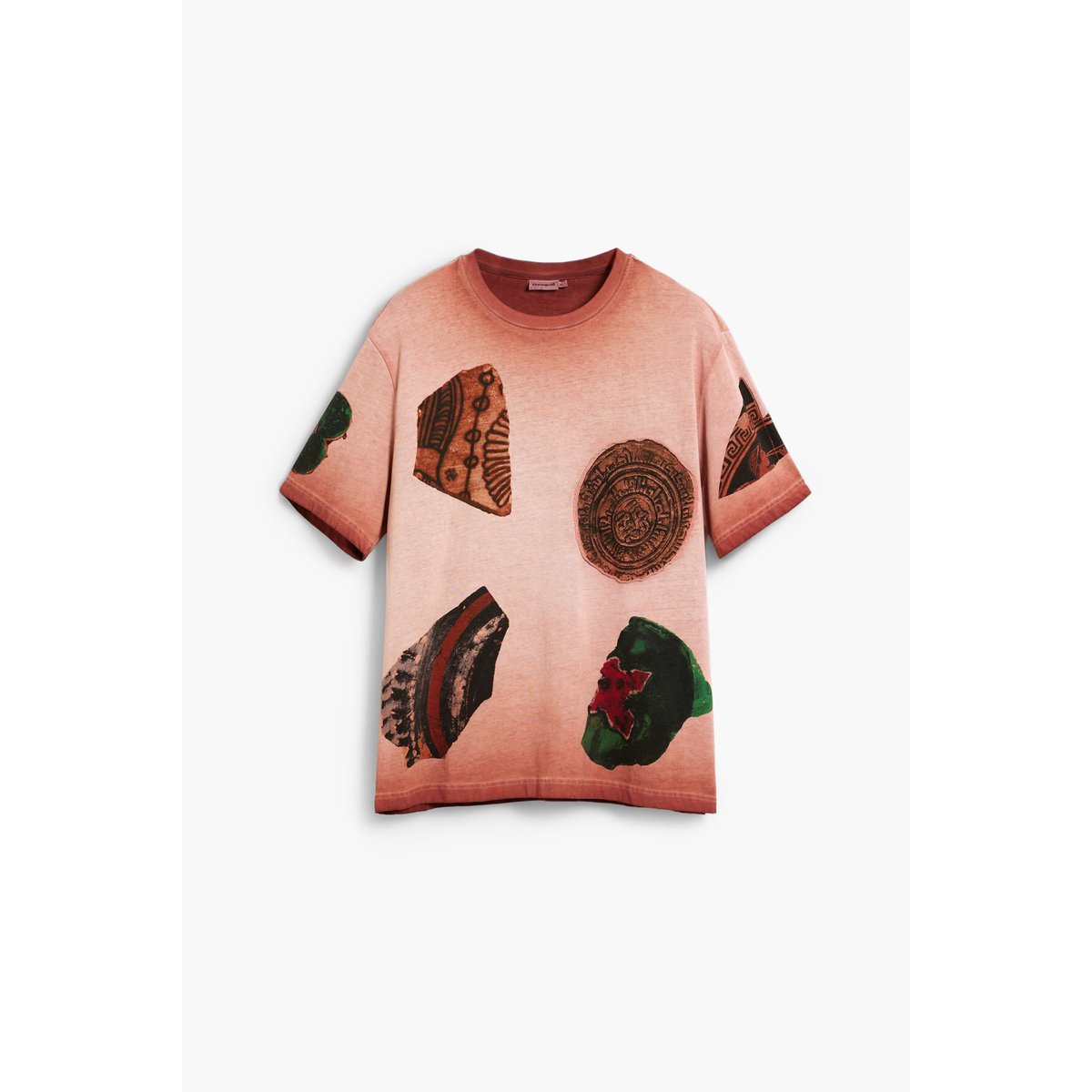 Tee-shirt manches courtes patchwork orange, DESIGUAL