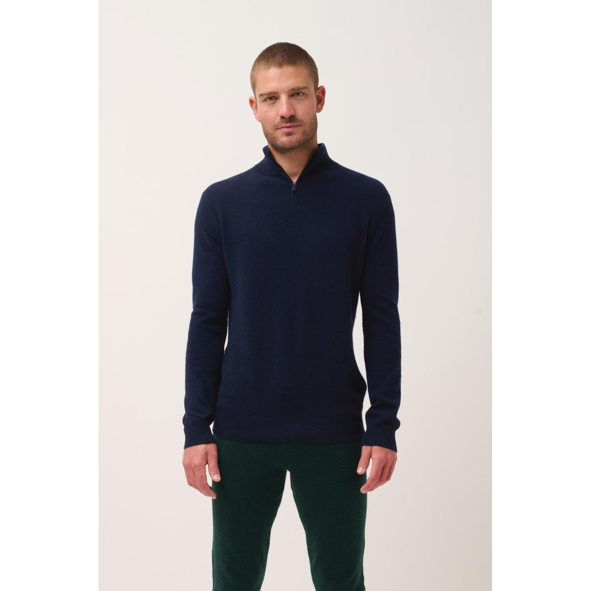 Pull Camionneur Navy Bradley bleu foncé, JUST CASHMERE