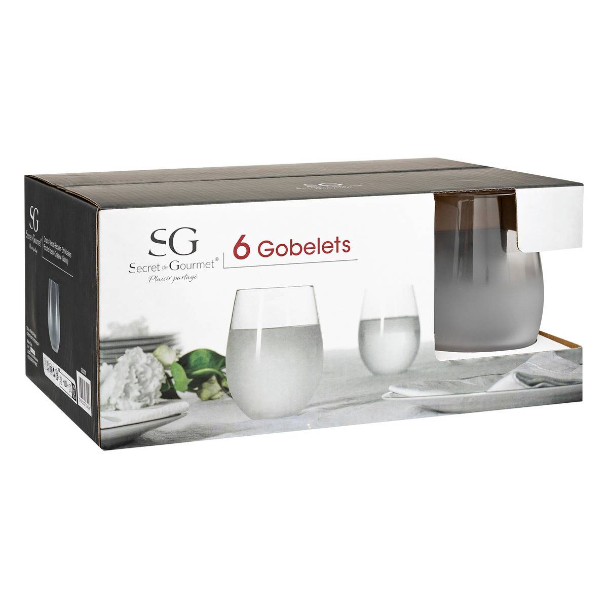 Lot de 6 verres bas en verre givré 54 cl GIVRE transparent, SECRET DE GOURMET